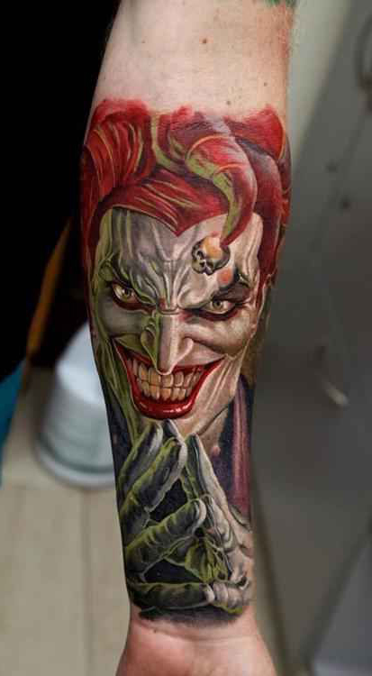 Amazing Colourfull evil clown tattoo