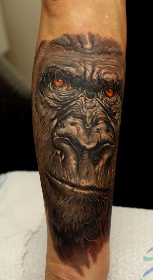 Hand Gorilla realistic tattoo