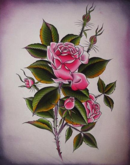 Purple rose drawing tattoo