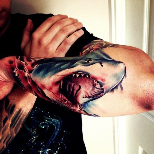 Visious Bloody Shark tattoo