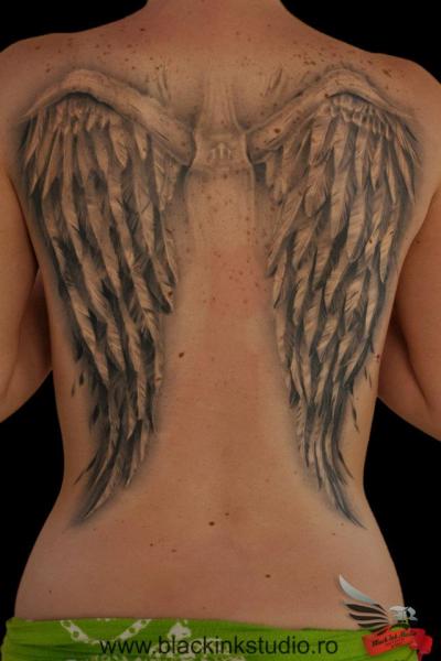 Angel Wings 3D tattoo by Black Ink Studio