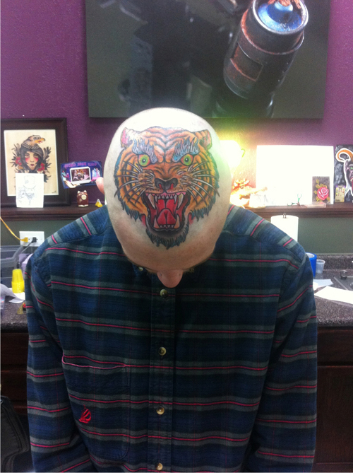 Angry Traditional Tiger head tattoo design