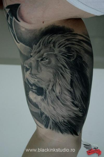 Belly Side Lion Realistic tattoo by Black Ink Studio