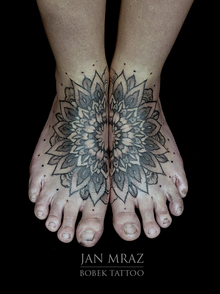 Both Feet Mandala tattoo by Jan Mràz