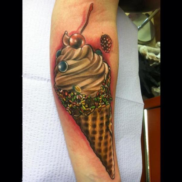 Cherry Top Ice-cream tattoo by Johnny Smith Art