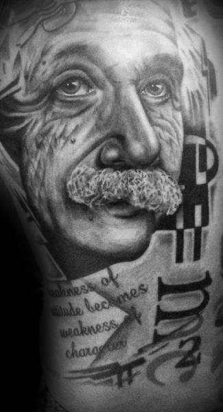 Einstein Trash Polka Lettering tattoo by Westfall Tattoo
