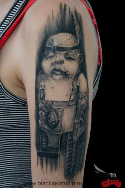 Fat Zombie Child graphic tattoo by Black Ink Studio