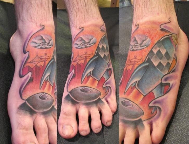 Fly Away Rocket Foot tattoo by Marked For Life