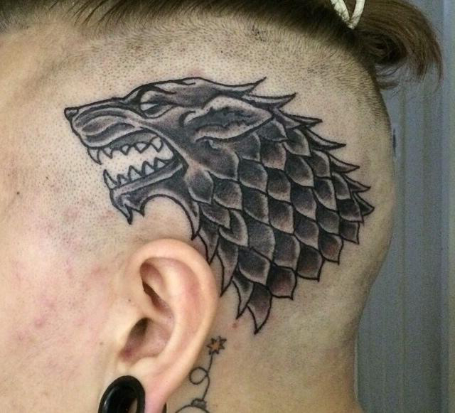 Game od Thrones Wolf head tattoo design