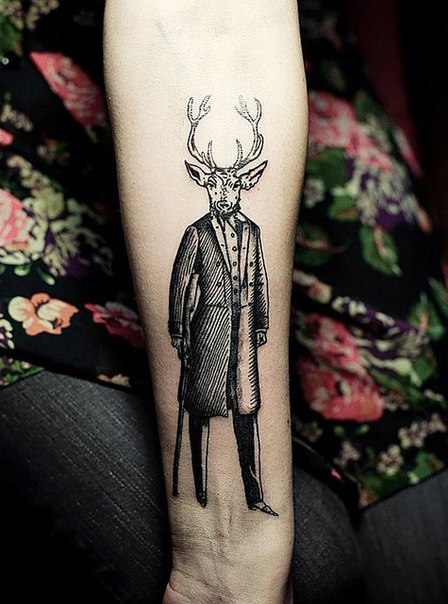 Gentleman Deer Graphic tattoo idea