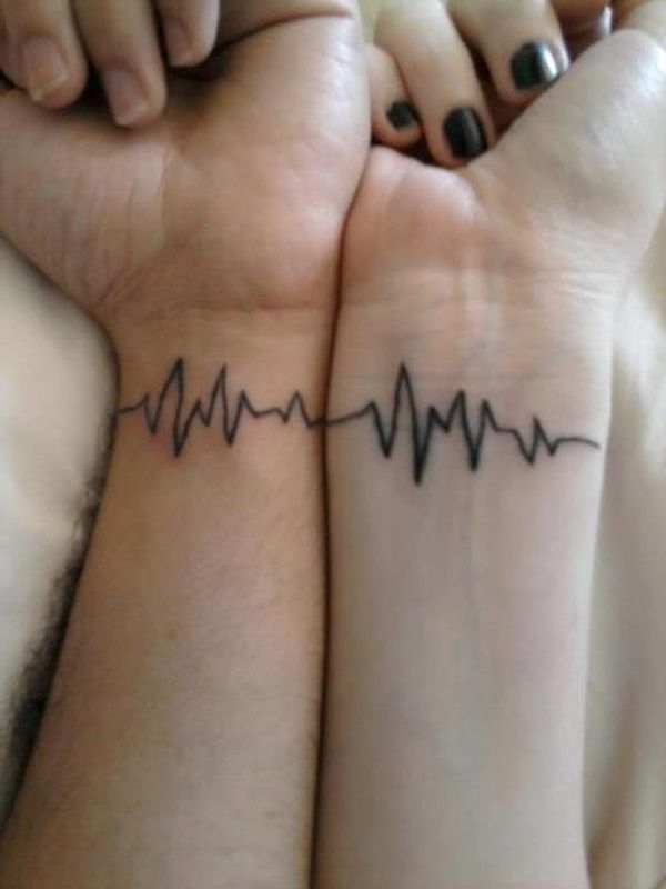 Heart Beat One for Both Couple tattoo