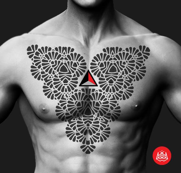 Triangle and Chest Blackwork tattoo by 2vision Estudio