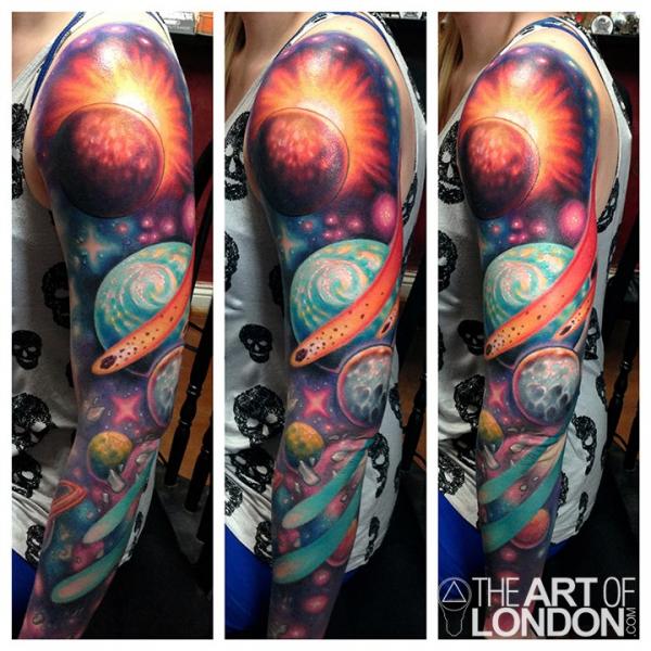 Universe Meteor New School tattoo sleeve by The Art of London