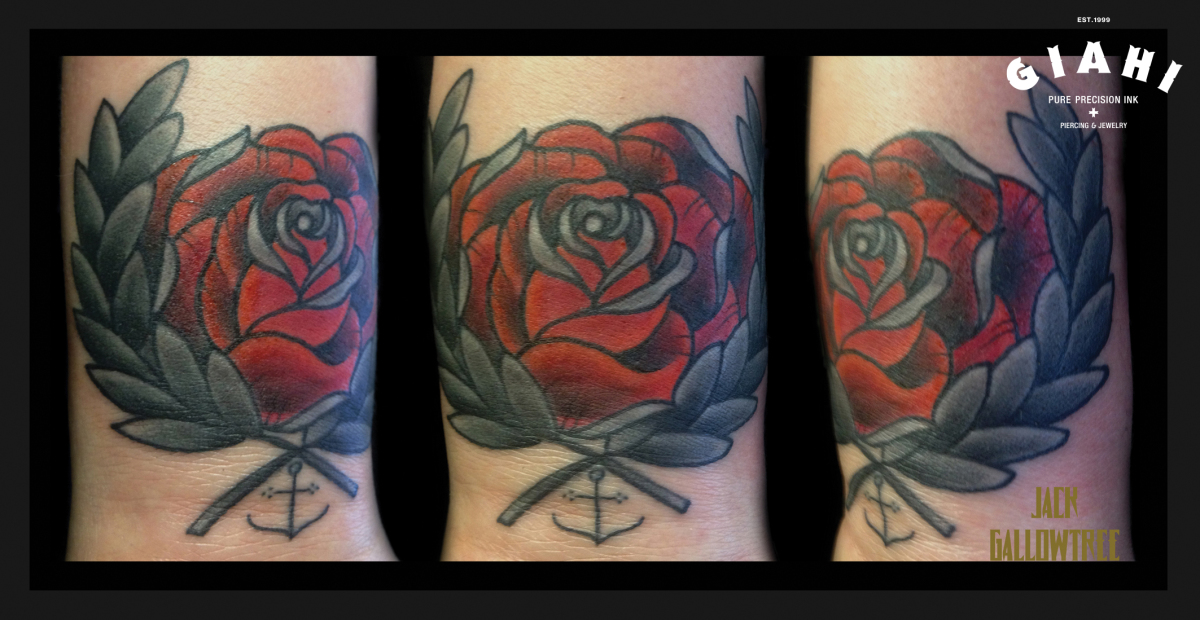 Anchor Rose tattoo by Jack Gallowtree