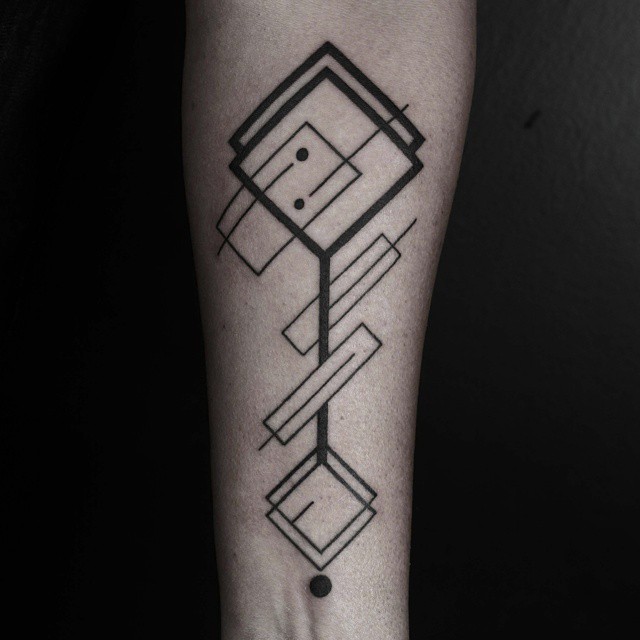 Arm Rhombus Signs Blackwork tattoo by Okanuckun