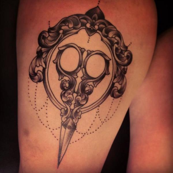 Baroque Scissors tattoo by Sarah B Bolen