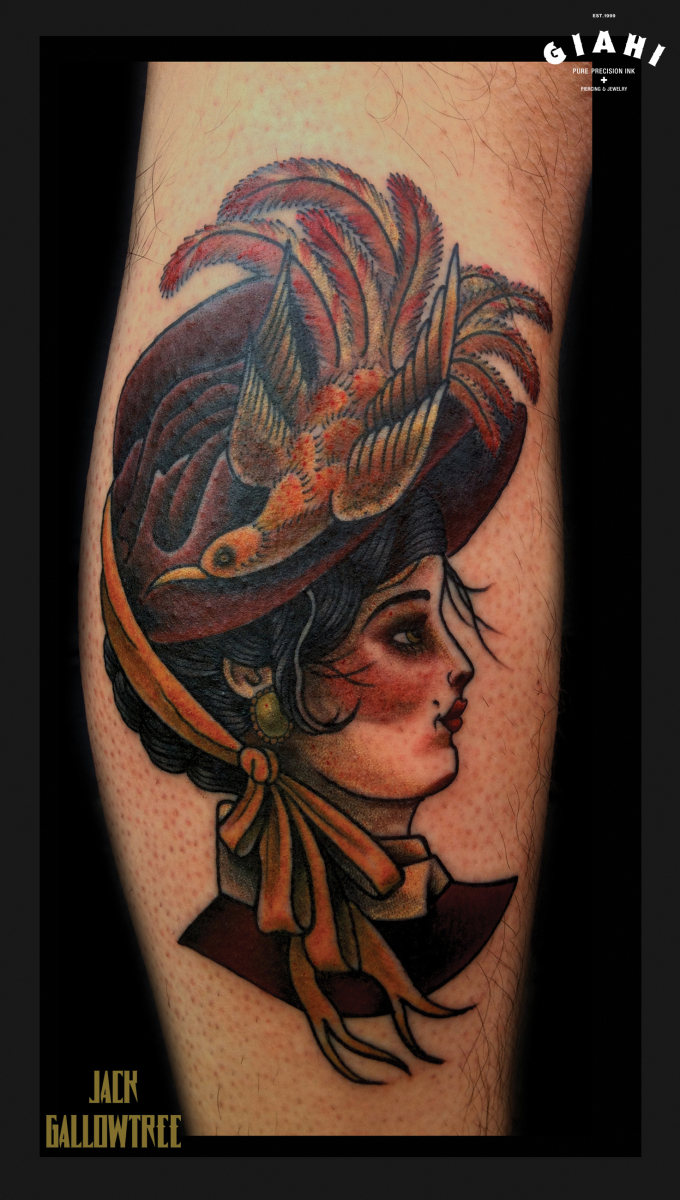 Bird Aged Lady tattoo by Jack Gallowtree