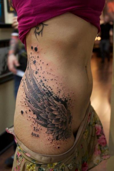 Black Paint Stains Wing tattoo by Xoïl
