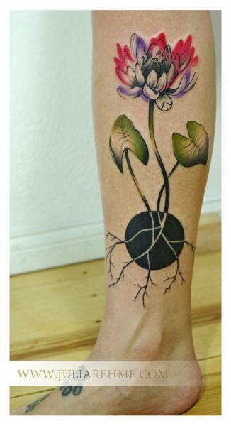 Black and White Roots Flower tattoo by Julia Rehme