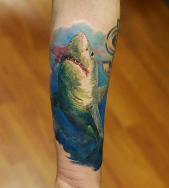 Bloody Shark Realistic tattoo by Bloodlines Gallery