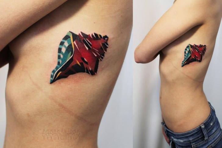 Body Side Abstract Shell tattoo by Sasha Unisex