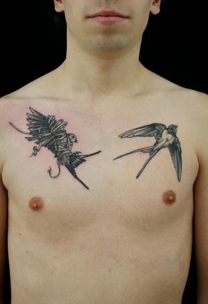 Chained Swallows Graphic tattoo by Skin Deep Art