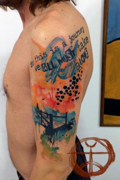 Colorful Trash Polka Lettering tattoo by Galata Tattoo