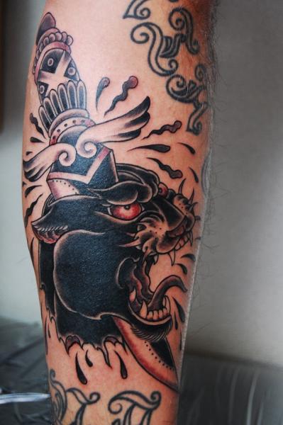 Dagger and Panther Blackwork tattoo by Illsynapse