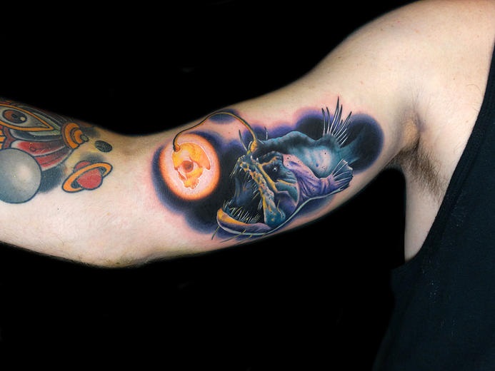 Deep Waters Angler Fish tattoo by Andres Acosta