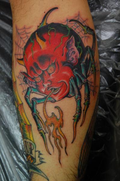 Demon Spider New School tattoo by Illsynapse
