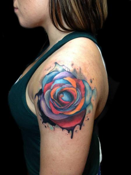 Different Color Rose Aquarelle tattoo by Andres Acosta