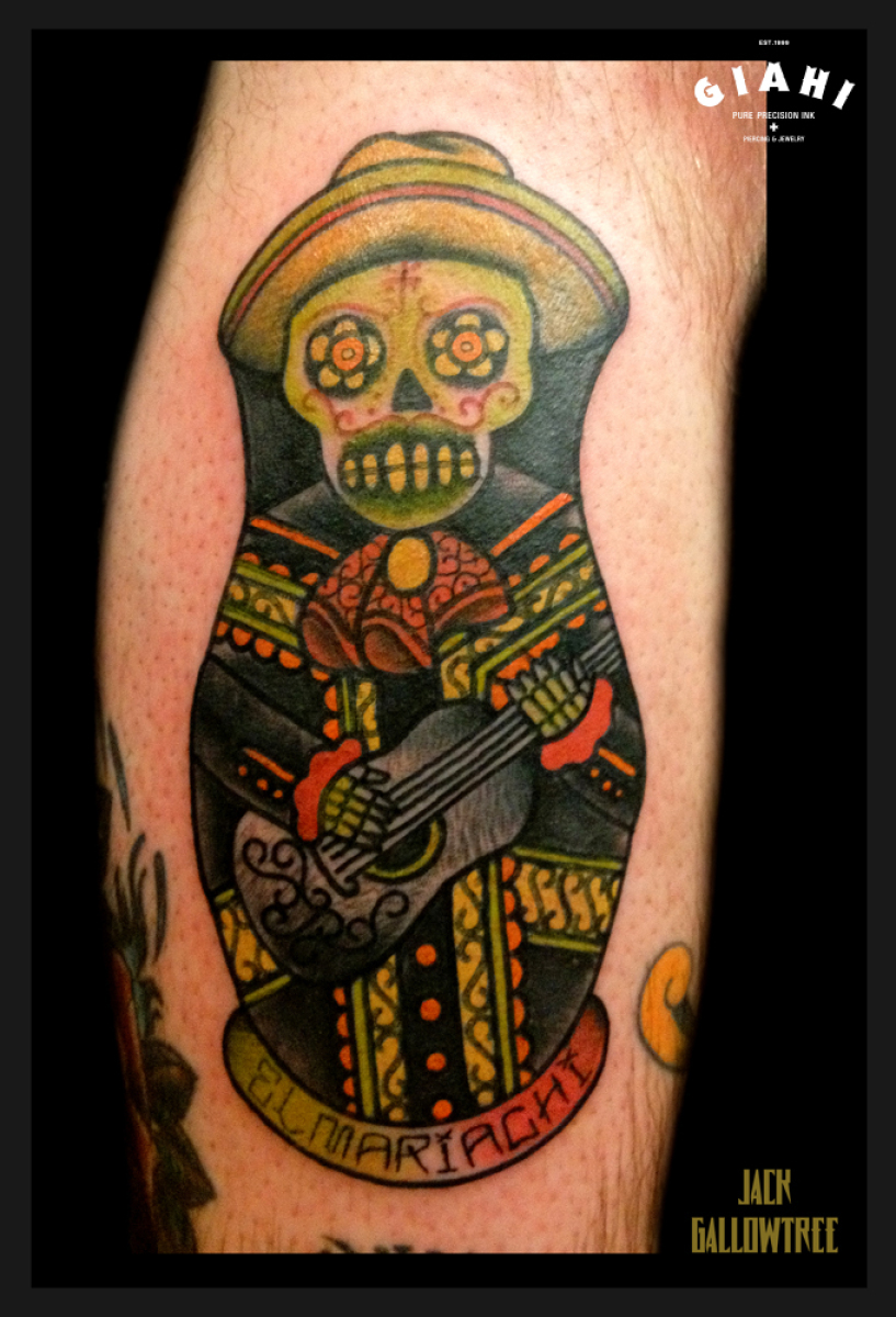 El Mariachi Chicano tattoo by Jack Gallowtree