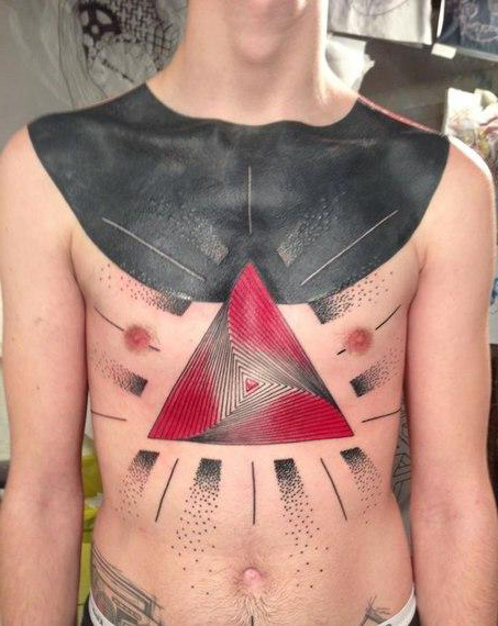 Endless Triangle and Black Collar Blackwork tattoo