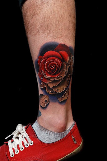 Fading Dying Rose tattoo by Andres Acosta