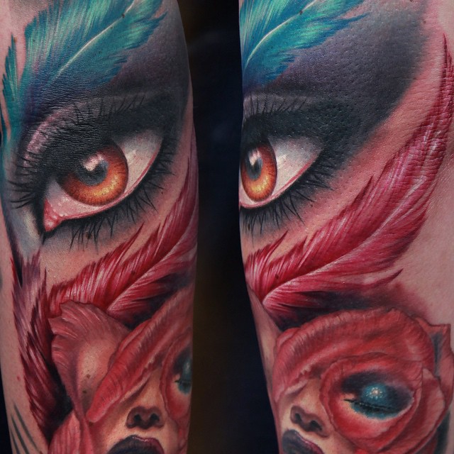 Feather Eyes Passion tattoo by Rich Pineda