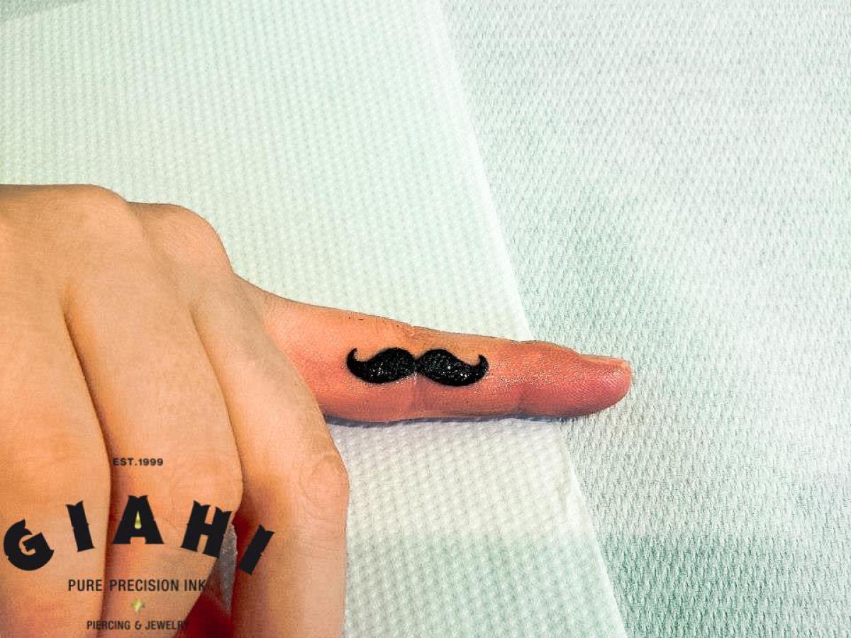 Finger Mustache Blackwork tattoo by Roony