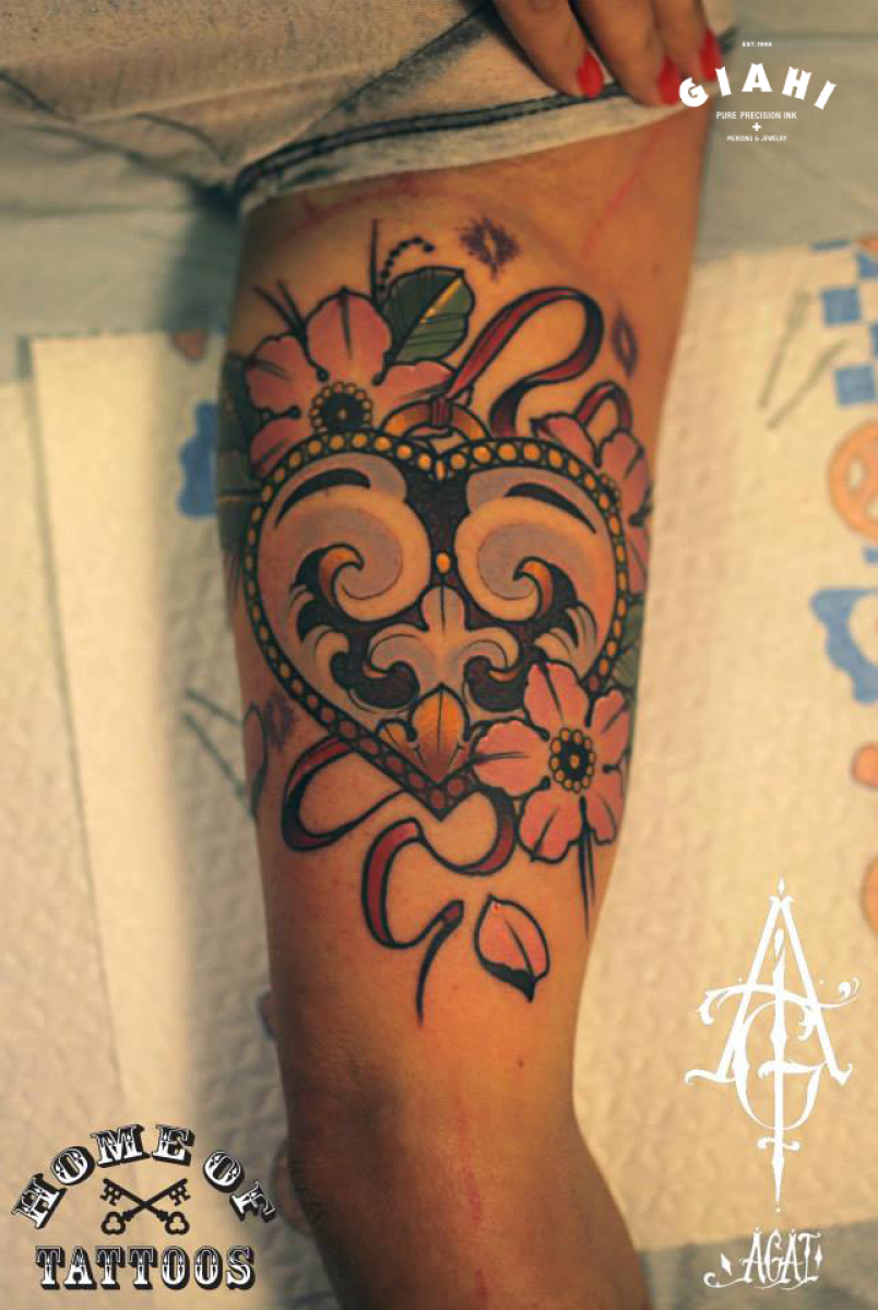 Flower Heart tattoo by Agat Artemji