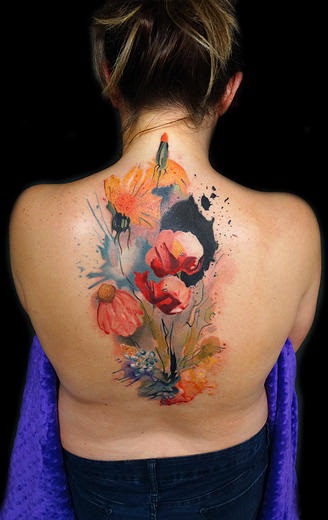 Flowers Aquarelle tattoo by Andres Acosta