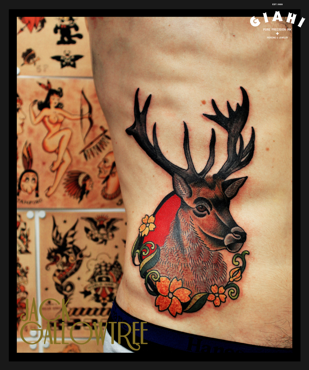 Framed Sad Moose tattoo by Jack Gallowtree