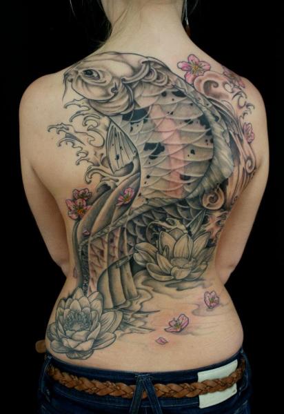 Full Back Carp Japanese tattoo by Skin Deep Art