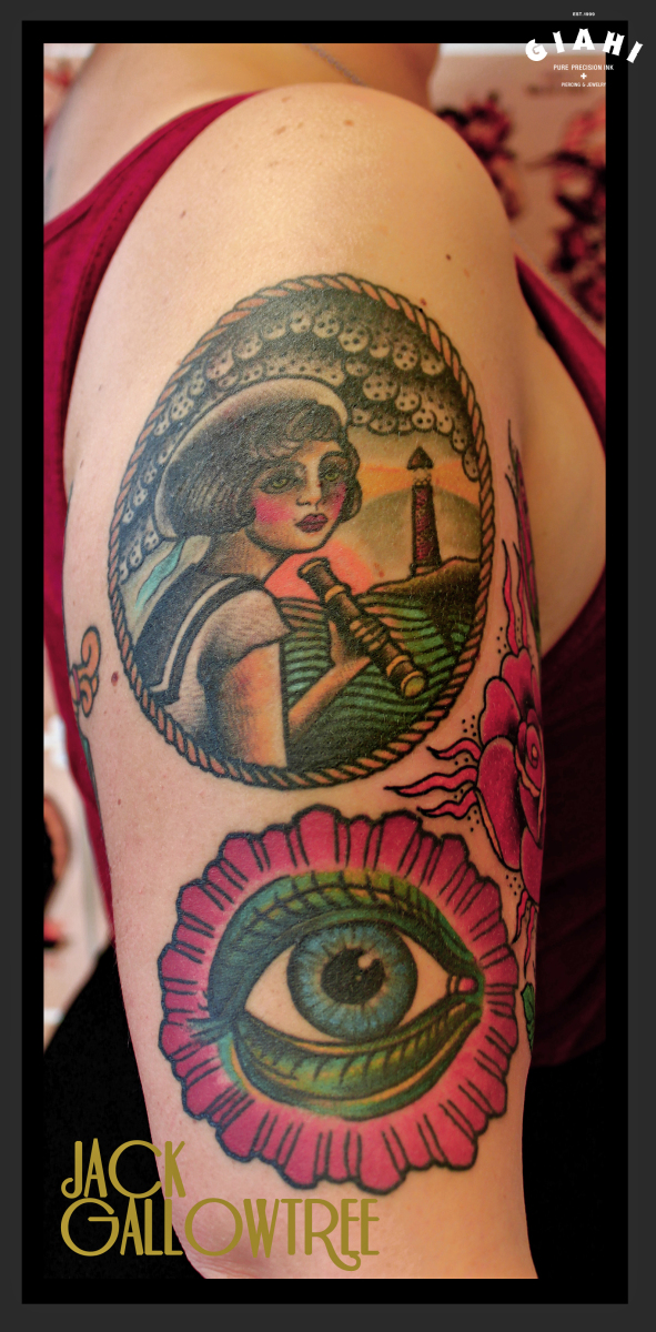 Girl Near Sea Nautical tattoo by Jack Gallowtree