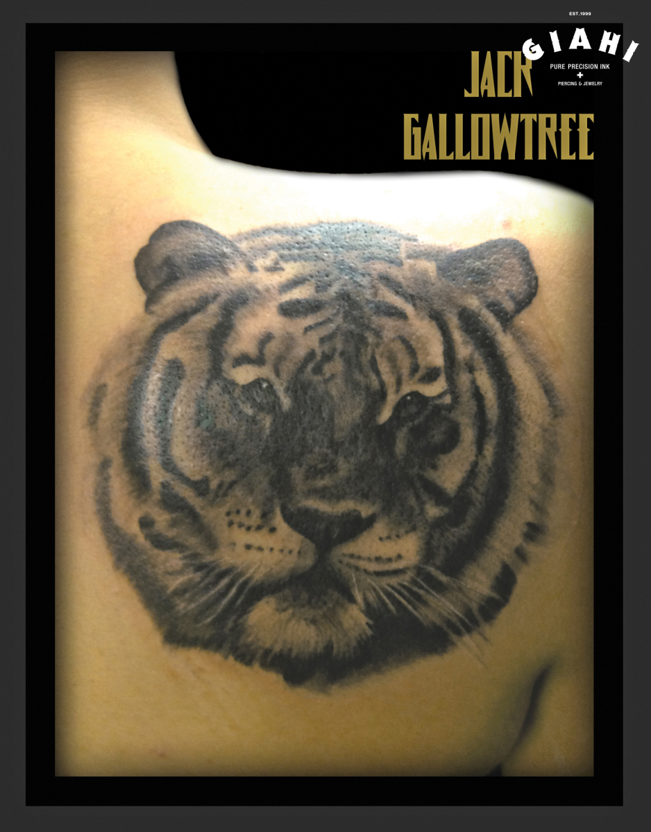 Graphic Tiger tattoo by Jack Gallowtree