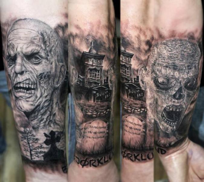 Graveyard Zombies Realistic tattoo by Georgi Kodzhabashev