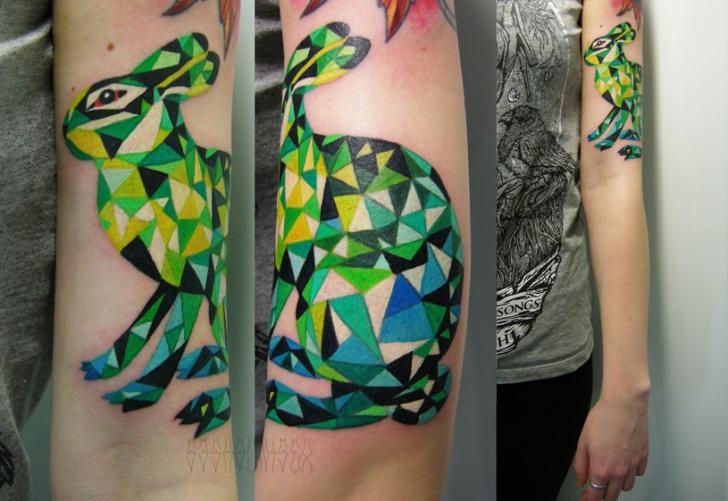 Green Abstract Hare tattoo by Sasha Unisex