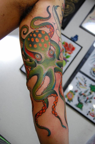 Green Spotted Octopus tattoo by Illsynapse