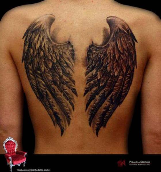Grey and Black Wings tattoo by Piranha Tattoo Supplies