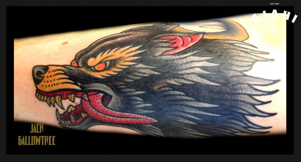 Growling Angry Wolf tattoo by Jack Gallowtree