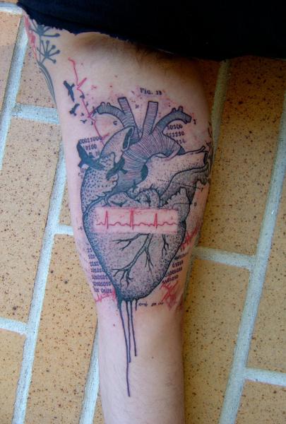 Heartbeat Dotwork tattoo by Xoïl