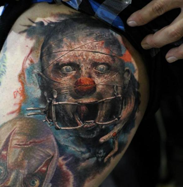 Horror Clown Realistic tattoo by Bloodlines Gallery