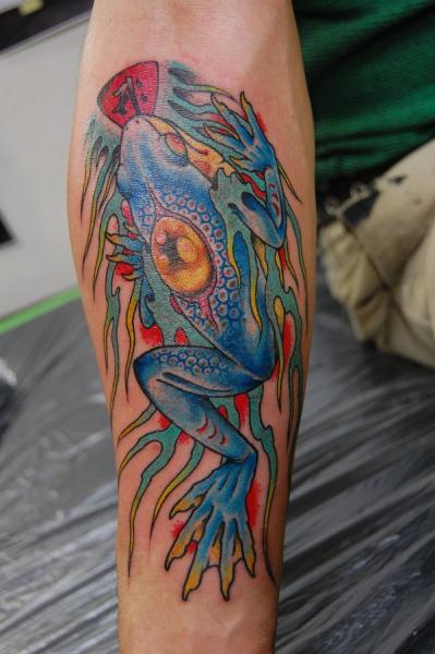 Japanese Blue Frog tattoo by Illsynapse